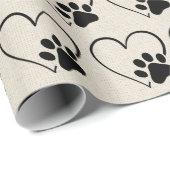 Dog Paw Print mit Herz Geschenkpapier (Rolleneckpunkt)