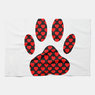 Dog Paw Print mit Herz Geschirrtuch