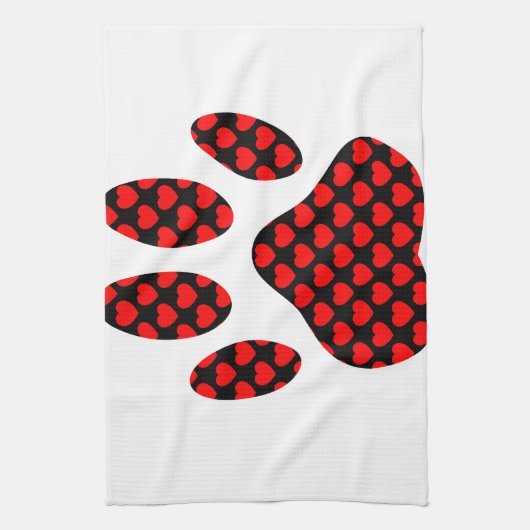 Dog Paw Print mit Herz Geschirrtuch (Vertikal)