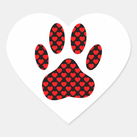 Dog Paw Print mit Herz Herz-Aufkleber (Vorderseite)