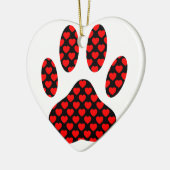 Dog Paw Print mit Herz Keramik Ornament (Links)