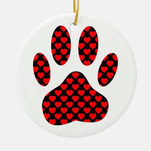 Dog Paw Print mit Herz Keramikornament (Vorne)