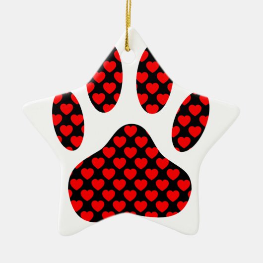 Dog Paw Print mit Herz Keramikornament (Vorne)