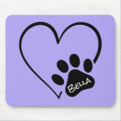 Dog Paw Print mit Herz Mousepad (Vorne)