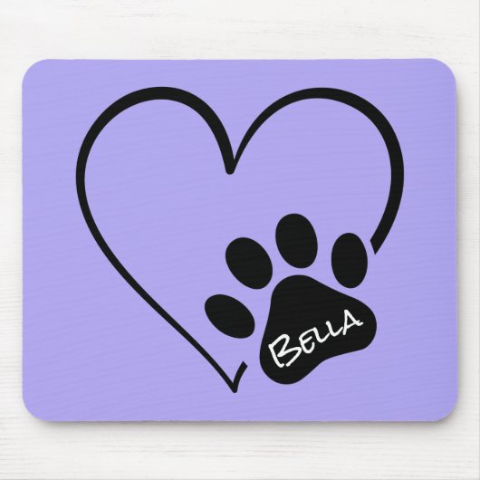 Dog Paw Print mit Herz Mousepad (Vorne)
