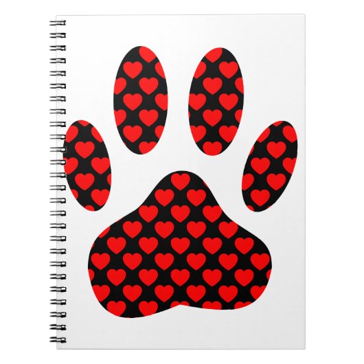 Dog Paw Print mit Herz Notizblock (Vorderseite)