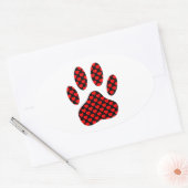 Dog Paw Print mit Herz Ovaler Aufkleber (Umschlag)