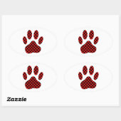 Dog Paw Print mit Herz Ovaler Aufkleber (Blatt)