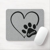 Dog Paw Print mit Herz Polka Dots Mousepad (Mit Mouse)