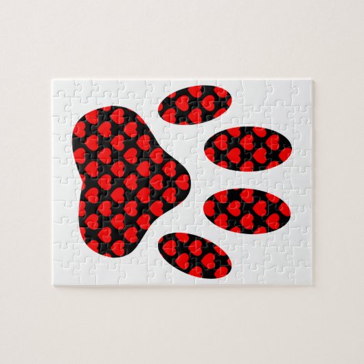Dog Paw Print mit Herz Puzzle (Horizontal)