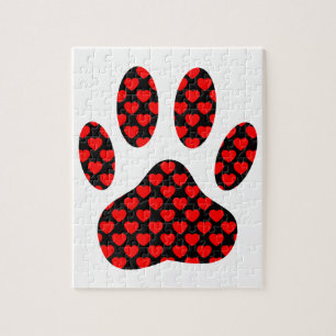 Dog Paw Print mit Herz Puzzle