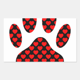 Dog Paw Print mit Herz Rechteckiger Aufkleber