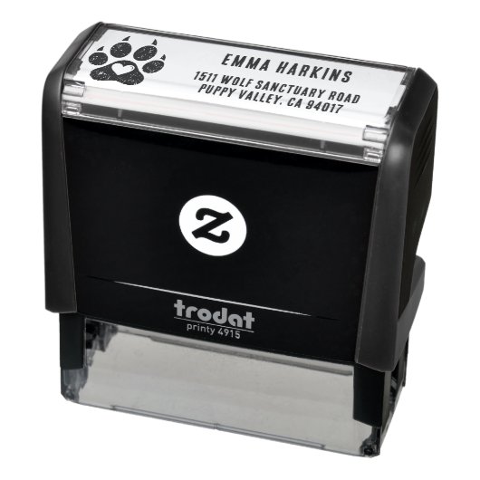 Dog Paw Print mit Herz-Rücksendeadresse Permastempel (Produkt)