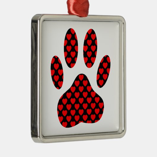 Dog Paw Print mit Herz Silbernes Ornament (Rechts)
