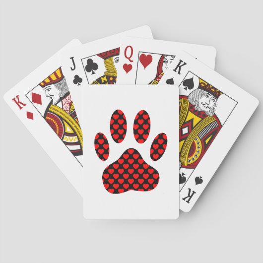 Dog Paw Print mit Herz Spielkarten (Rückseite)