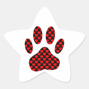 Dog Paw Print mit Herz Stern-Aufkleber