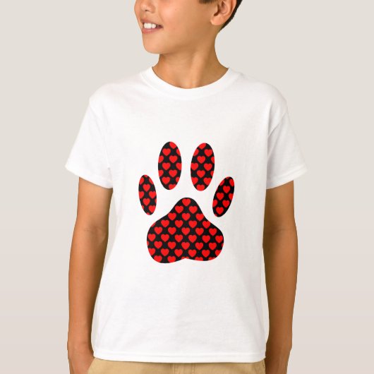 Dog Paw Print mit Herz T-Shirt (Vorderseite)