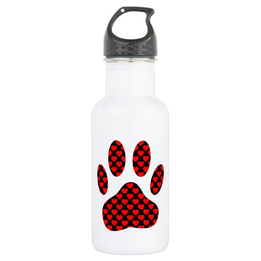 Dog Paw Print mit Herz Trinkflasche (Vorderseite)