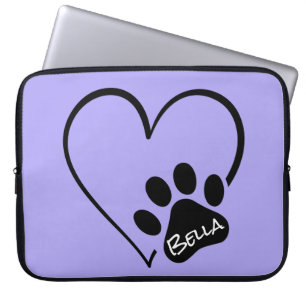Dog Paw Print mit Herz und Name Laptopschutzhülle