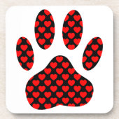 Dog Paw Print mit Herz Untersetzer (Vorderseite)