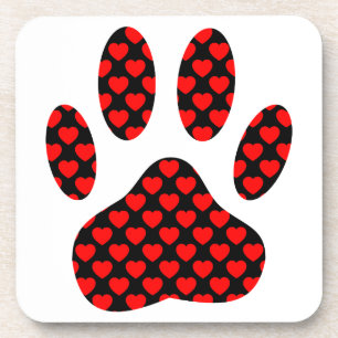Dog Paw Print mit Herz Untersetzer