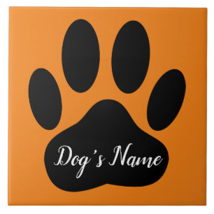 Dog Paw Print mit Individuelle Name Fliese
