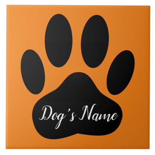 Dog Paw Print mit Individuelle Name Fliese (Vorderseite)
