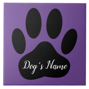 Dog Paw Print mit Individuelle Name Fliese
