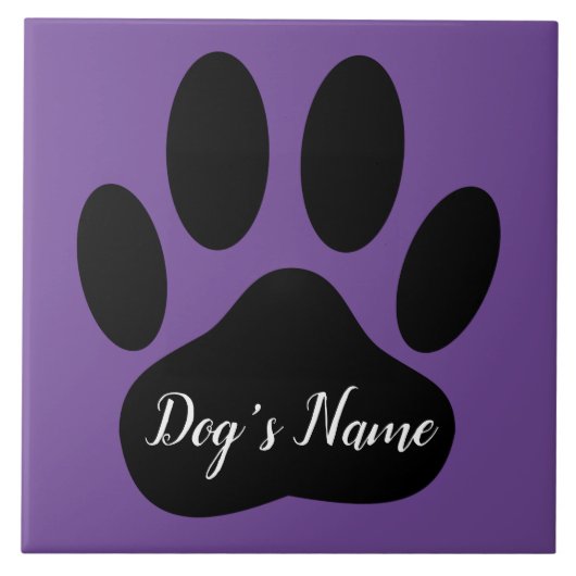 Dog Paw Print mit Individuelle Name Fliese (Vorderseite)