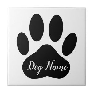 Dog Paw Print mit Individuelle Name Fliese