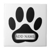 Dog Paw Print mit Individuelle Name Fliese (Vorderseite)