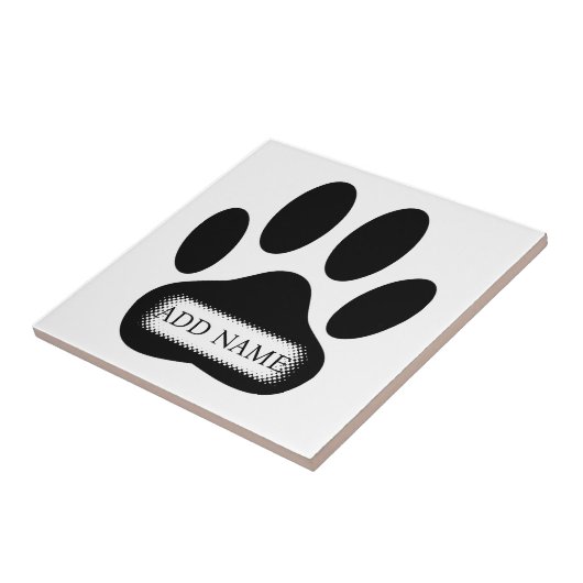Dog Paw Print mit Individuelle Name Fliese (Seite)