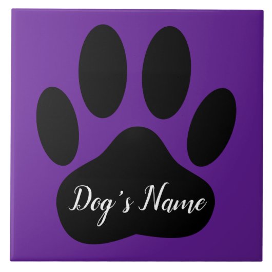 Dog Paw Print mit Individuelle Name Fliese (Vorderseite)