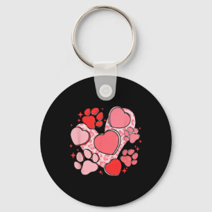 Dog Paw Print mit rotem Herzen für Valentinstag un Schlüsselanhänger