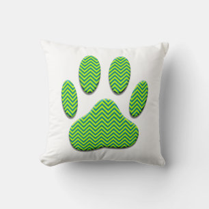 Dog Paw Print mit Zickzack Muster Kissen