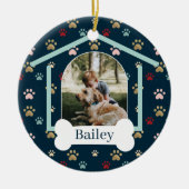 Dog Paw Print Pattern Individuelle Name Dog House  Keramik Ornament (Vorne)