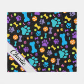 Dog Paw Print Pet Fleecedecke (Vorderseite (Horizontal))