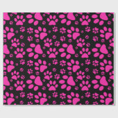 Dog Paw Print Pink Geschenkpapier (Flach)