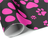 Dog Paw Print Pink Geschenkpapier (Rolleneckpunkt)
