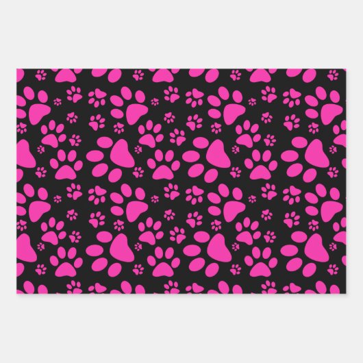 Dog Paw Print Pink Wrapping Paper Sheets Geschenkpapier Set (Vorderseite 2)