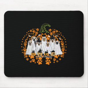 Dog Paw Print Pumpkin Herbst Herbst Ghost Dog Spoo Mousepad