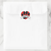 Dog Paw Print Red Heart Banner Danke Classic R Runder Aufkleber (Tasche)