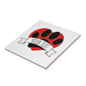 Dog Paw Print Red Heart Banner Fliese (Seite)