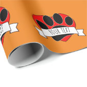 Dog Paw Print Red Heart Banner Geschenkpapier (Rolleneckpunkt)