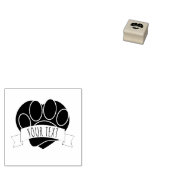 Dog Paw Print Red Heart Banner Gummistempel (Stempel)
