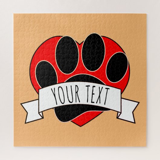 Dog Paw Print Red Heart Banner Puzzle (Vertikal)