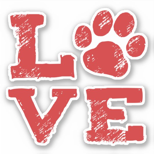 Dog Paw Print Red Liebe Pet Lover's Vinyl Sticker (Vorderseite)