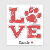 Dog Paw Print Red Liebe Pet Lover's Vinyl Sticker (Blatt)