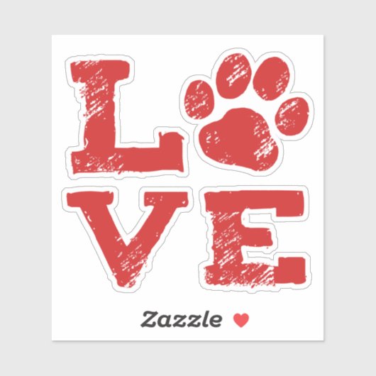 Dog Paw Print Red Liebe Pet Lover's Vinyl Sticker (Blatt)