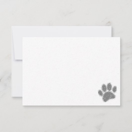 Dog Paw Print Rubber Stamp Effect Blank Mitteilungskarte (Vorderseite)
